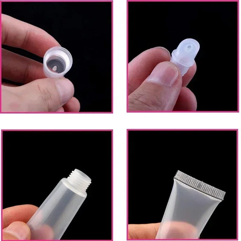 30 peças 5g-15g vazio transparente plástico brilho labial tubos macios garrafa mini bálsamo labial recipientes de amostra cosmética para viagens maquiagem diy