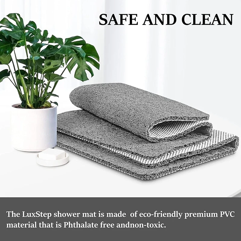 Shower Mat Bathtub Mat,2 Pack,24 X 16 Inch, Non-Slip Bath Mat With Drain, Quick Drying PVC Loofah Bath Mat