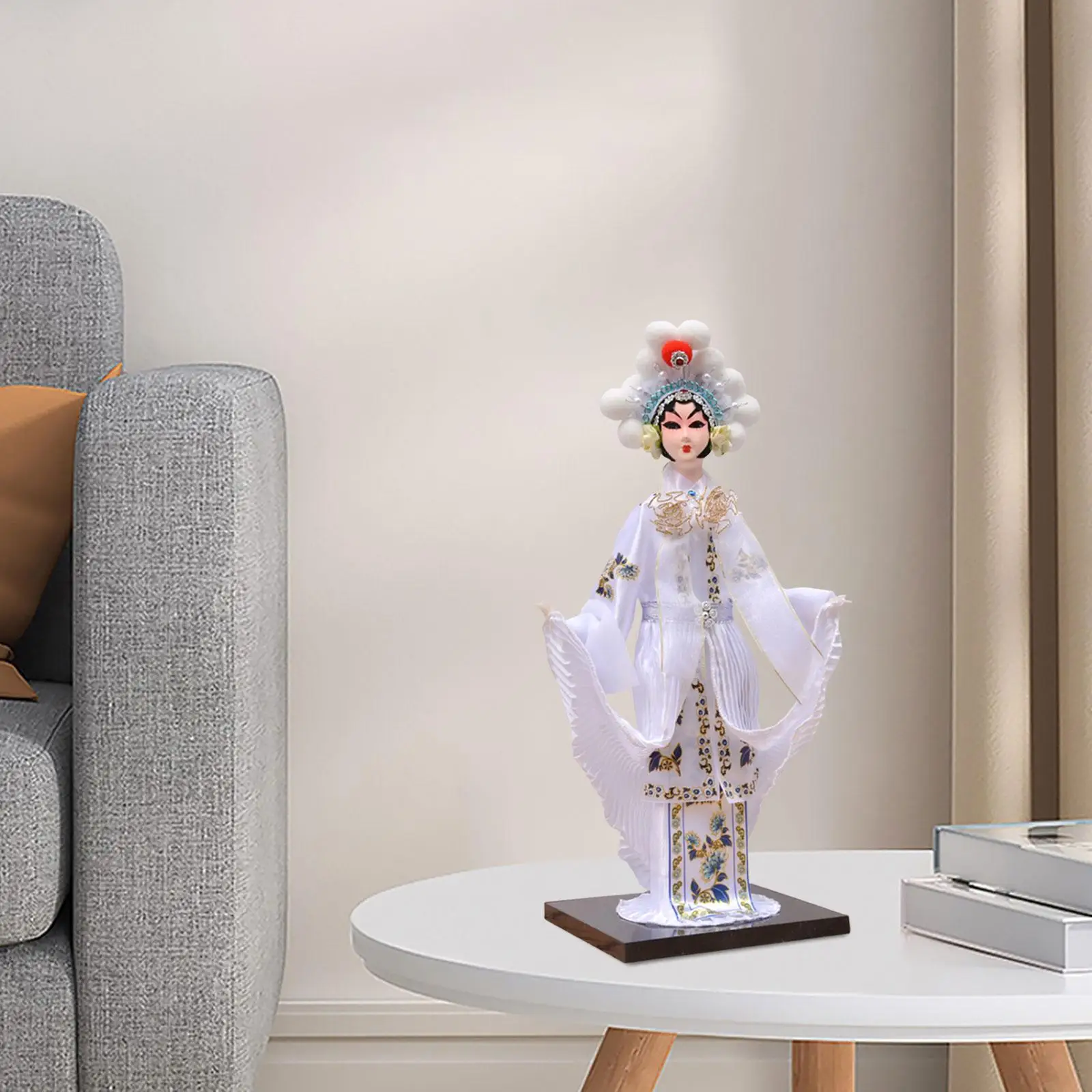 Traditional Chinese Characters Table Centerpiece Handmade Resin Crafts Peking Opera Characters Silk
