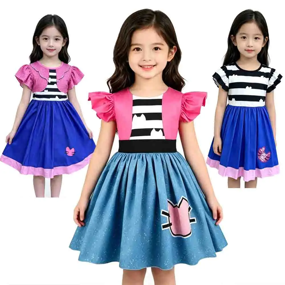 

Gebby Girls Dollhouse Dress with Headband Kids Flying Sleeve Casual Princess Dress for Birthday Party