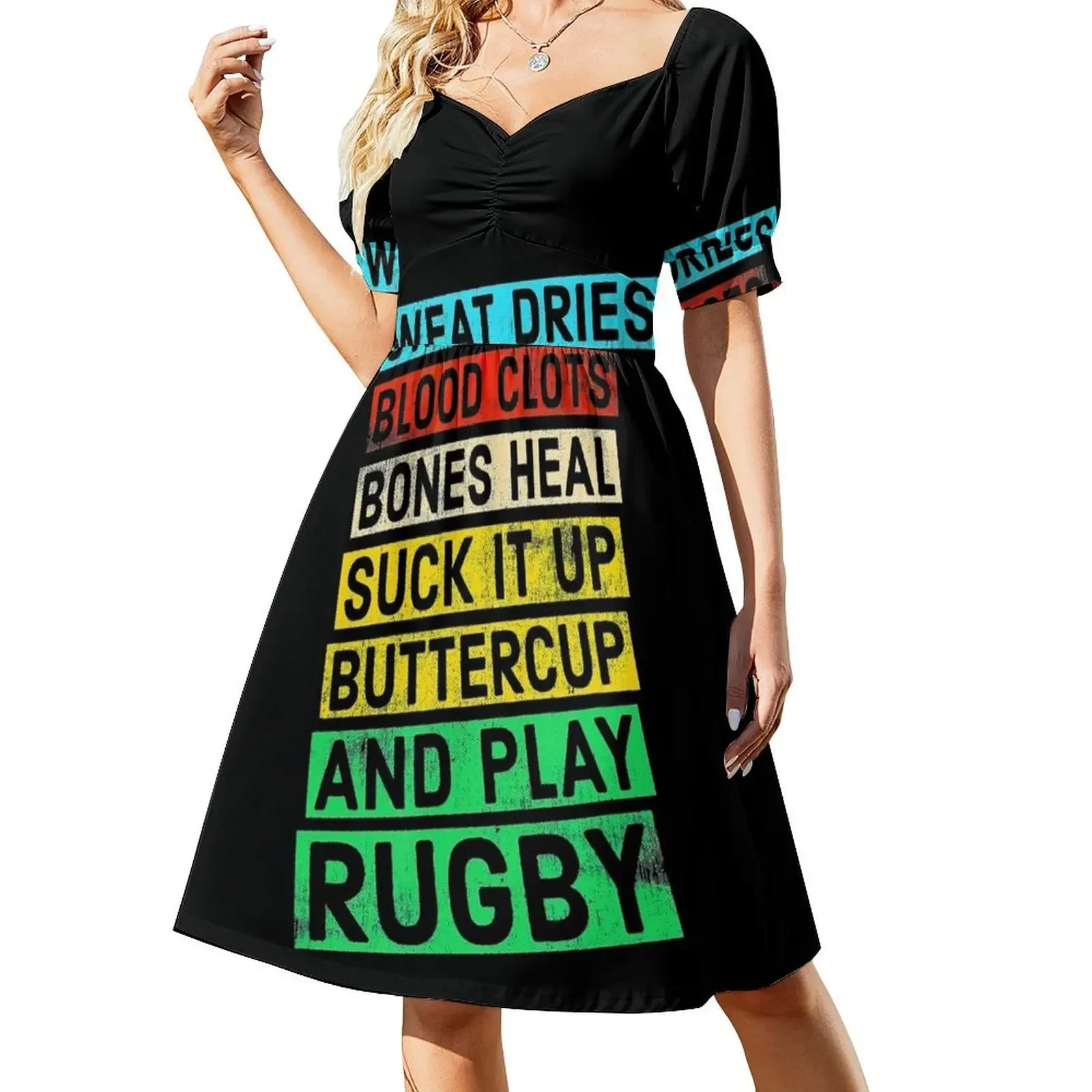 Funny Rugby Quote Play Rugby Sleeveless Dress summer dress korean women Women's summer long dress