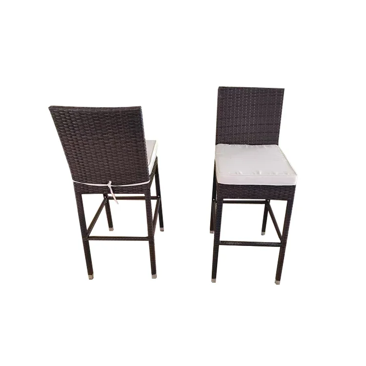 

Synthetic Rattan Artificial Wicker Bar Stool High Chair With Removable Cushion Footstool Patio Furniture Rattan Garden Chair