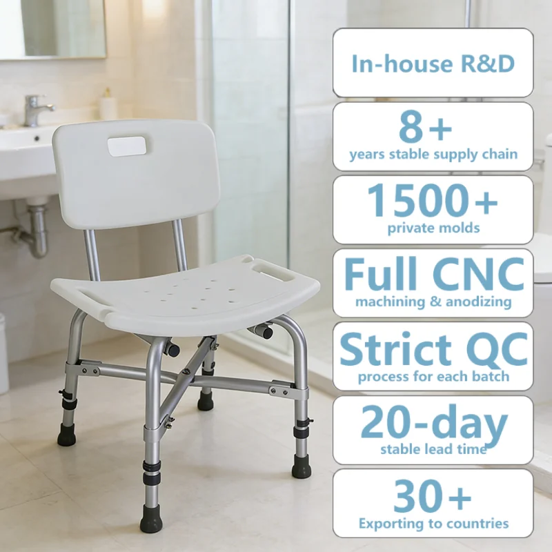 

Simplywalk Aluminum Alloy 200KG Bath Shower Chair Strong Toilet Handicapped UKCA Long-term Cooperation