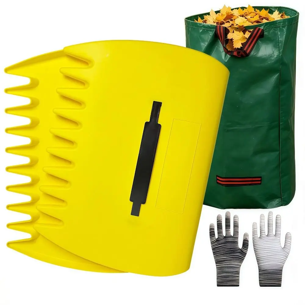 Hand Held Leaf Scoops Hand Rakes Portable Lightweight Garden Leaf Collector Plastic Adjustable Handle Outdoor Leaf Trap