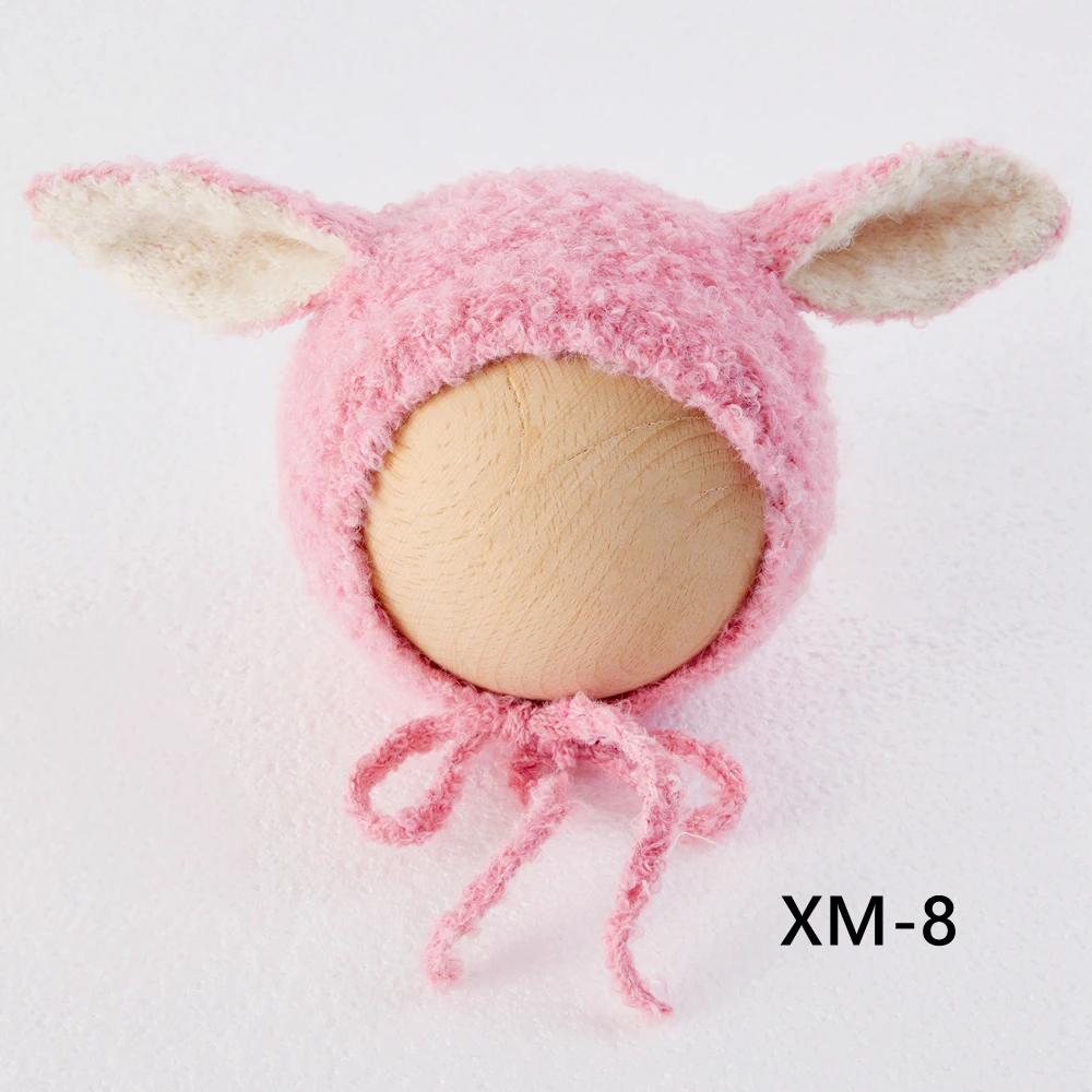 الأبيض الأرنب قبعة الوليد التصوير الدعائم محبوك الرضع فتاة أرنب قبعة الحيوان الوليد بونيه الشتاء الطفل صور الملحقات #4