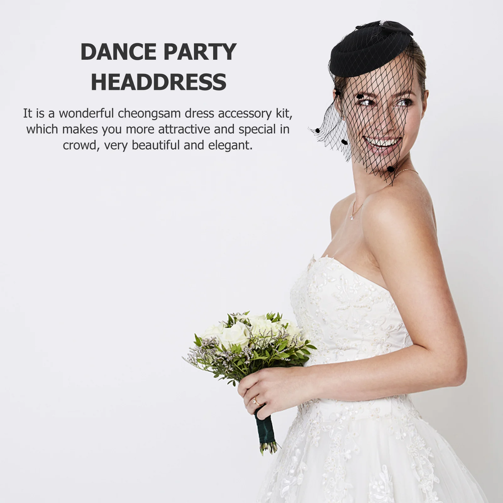 1Set Party Net Garn Hut Spitze Handschuhe Frauen Cheongsam Decor Dance Party Kopfschmuck Frauen Schleier Hut Spitze Handschuhe Mesh haar Dekoration