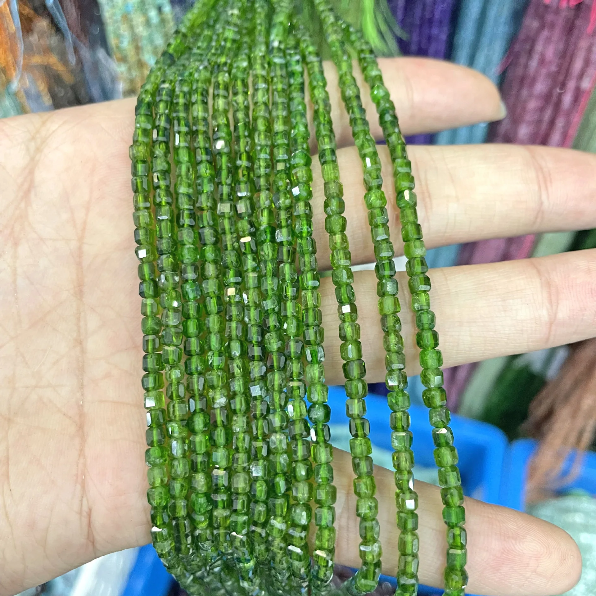 

Natural 3*3mm 5A Diopside Faceted cube sugar Loose Beads For Jewelry Making DIY Bracelets Necklace Gift