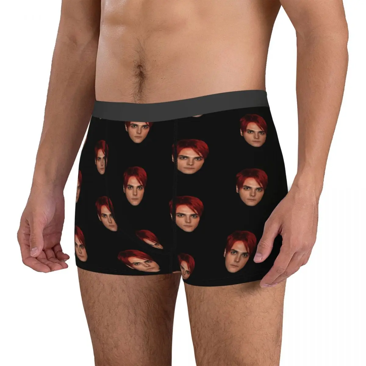 Funny Boxer Gerard Way Red Hair Shorts Panties Men\'s Underwear Mid Waist Underpants for Homme Plus Size