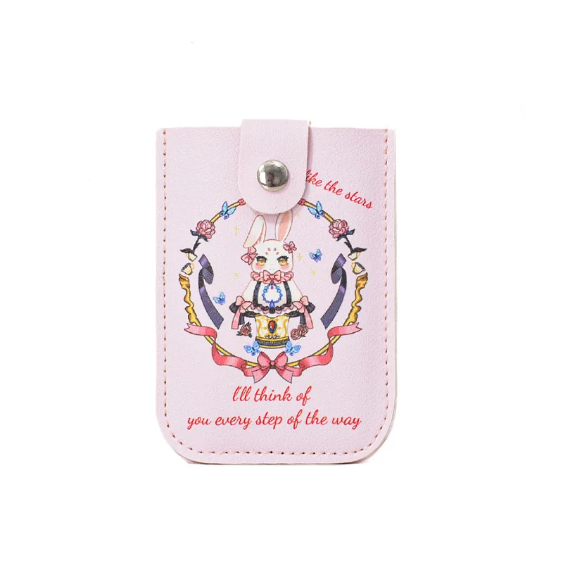 Cute Cartoon Rabbit Mini PU Leather Card Protector Case Cover for Girl Women Photo Case 5 Card Slots ID Name Credit Card Holder