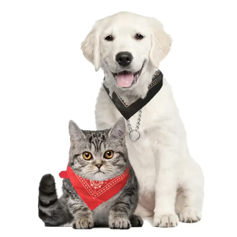 Cat Collar Lovely Adjustable Size Dog Cat Necktie Pet Triangular Saliva Tie Scarf Dog Bandana Collar with PU Leather Pet Product