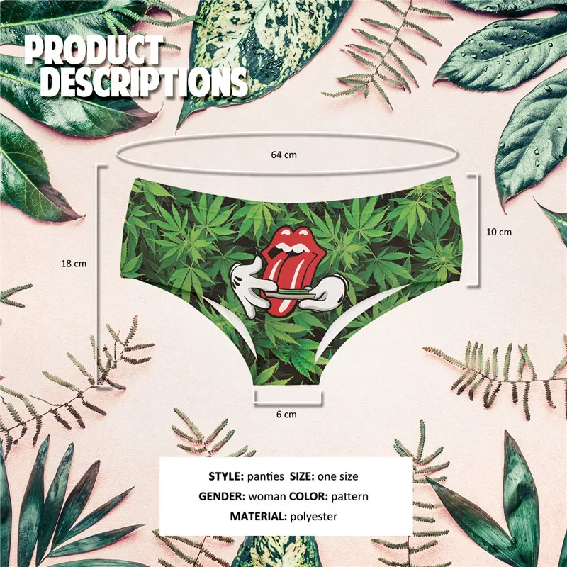 3D Panties Underwear Lovely Roll Your Weed Funny Print Kawaii Women Push Up Briefs Lingerie Thong For Female