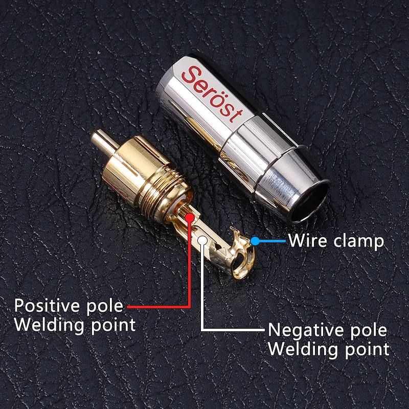 Serost R08 Cable de audio HiFi RCA 24K Conector de latón chapado en oro para 8 mm de diámetro