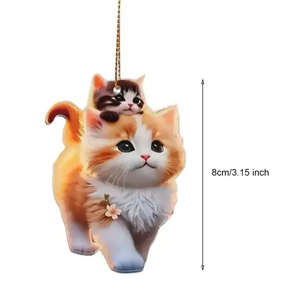 1Pc Cartoon Cat Pendant 2D Cat-themed Home Decor Adorable Cat Acrylic Hanging Decoration for Home Christmas Tree Car Rearview