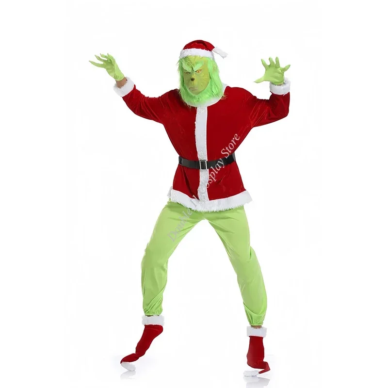 

Green Grinch Cosplay Costumes Attire Clothing mask Halloween Comic-Con Carnival Clothing Outfi Party Halloween Set