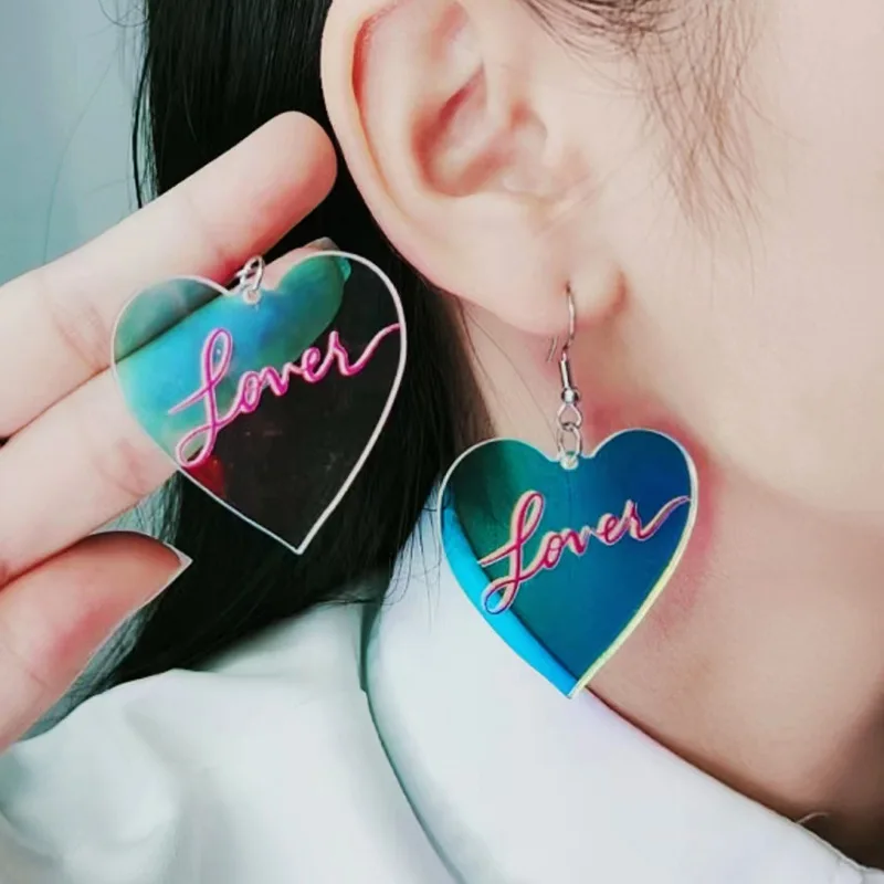 2023 New Symphony Transparent Acrylic Earrings Fashion Personality Sweet Love Rainbow Women Jewelry