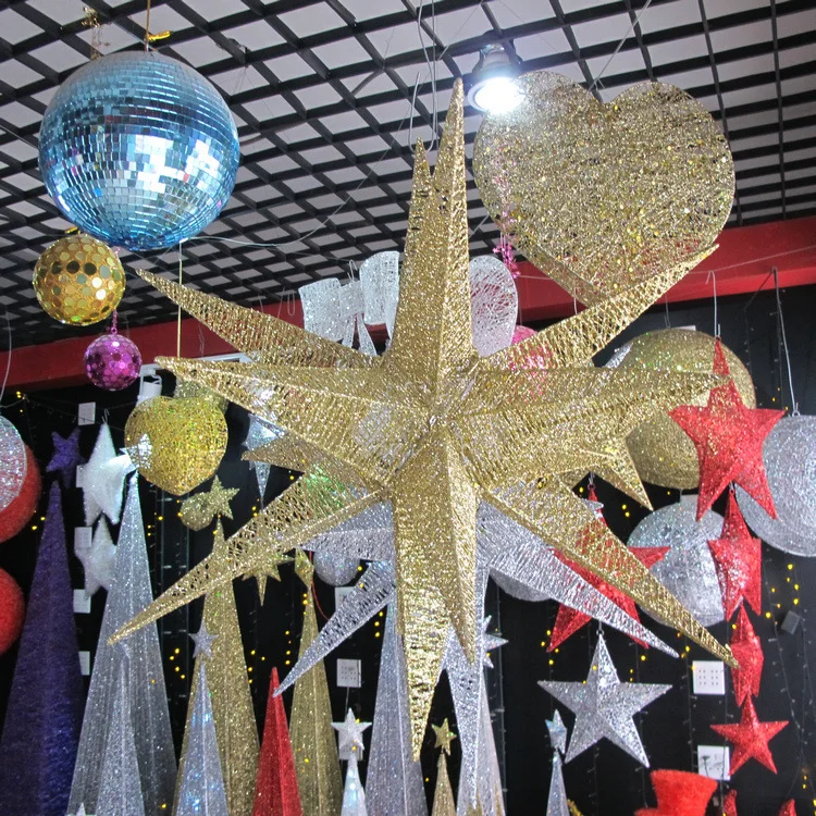 Christmas wrought iron ornaments, exploding stars, polygonal stars, Christmas decorations, large holiday decorations