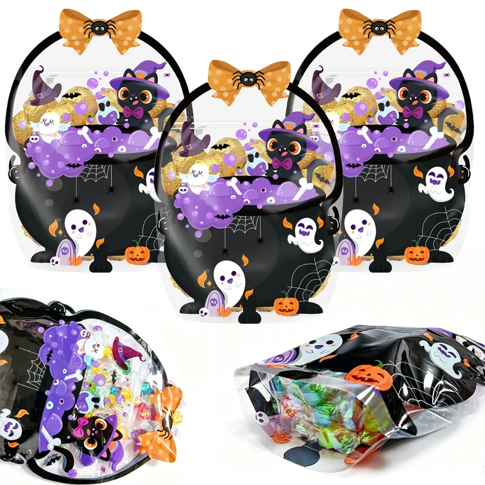 Halloween-Geschenktüten mit Griffen, Skelett-Plastik 2026 Halloween-Party Heimdekoration Zubehör Kinder-Geschenke – Detail 1