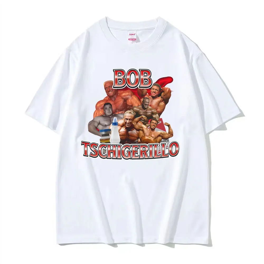 مضحك ميمي بوب Tschigerillo كمال الاجسام تجريب الجرافيك تي شيرت الرجال النساء خمر تي شيرتات قصيرة الاكمام عادية القطن تي شيرت