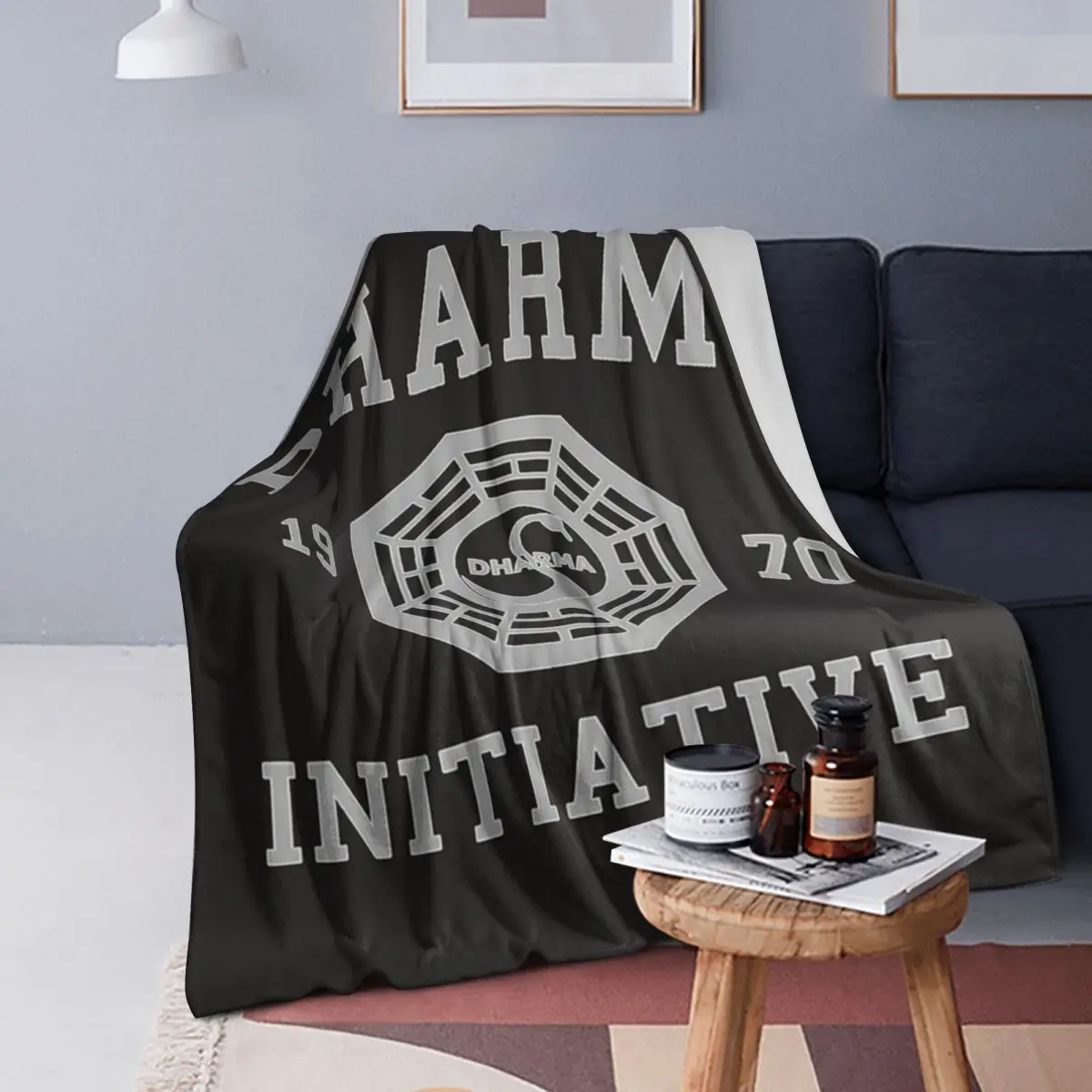 Dharma Lost TV Shows Oceanic Sci Fi Fanboy Blanket Warm Flannel Throw Blanket Plush for Bed Living room Picnic Travel Home Sofa