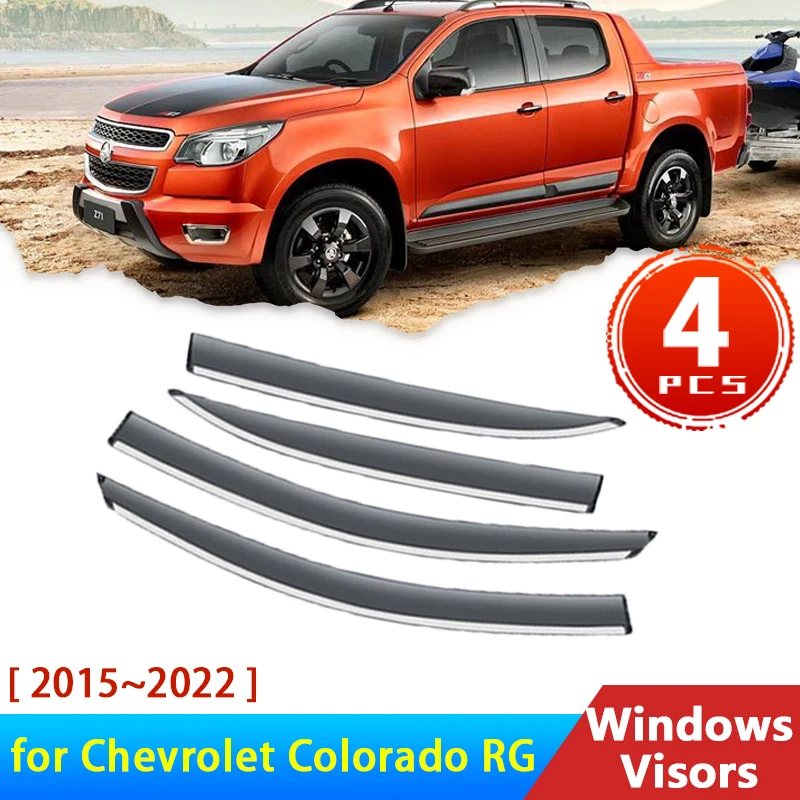 4x Car Side Window Visors for Chevrolet Holden Colorado RG 2 II 2015~2022 Accessories Deflectors Rain Eyebrow Guards Wind Shield