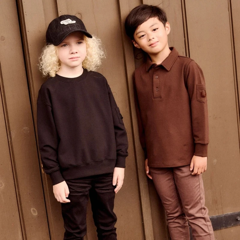 New 2026 Children's Long Sleeve Embroidered Sweatshirt Pure Cotton Comfortable Breathable Kids' Top for All Seasons