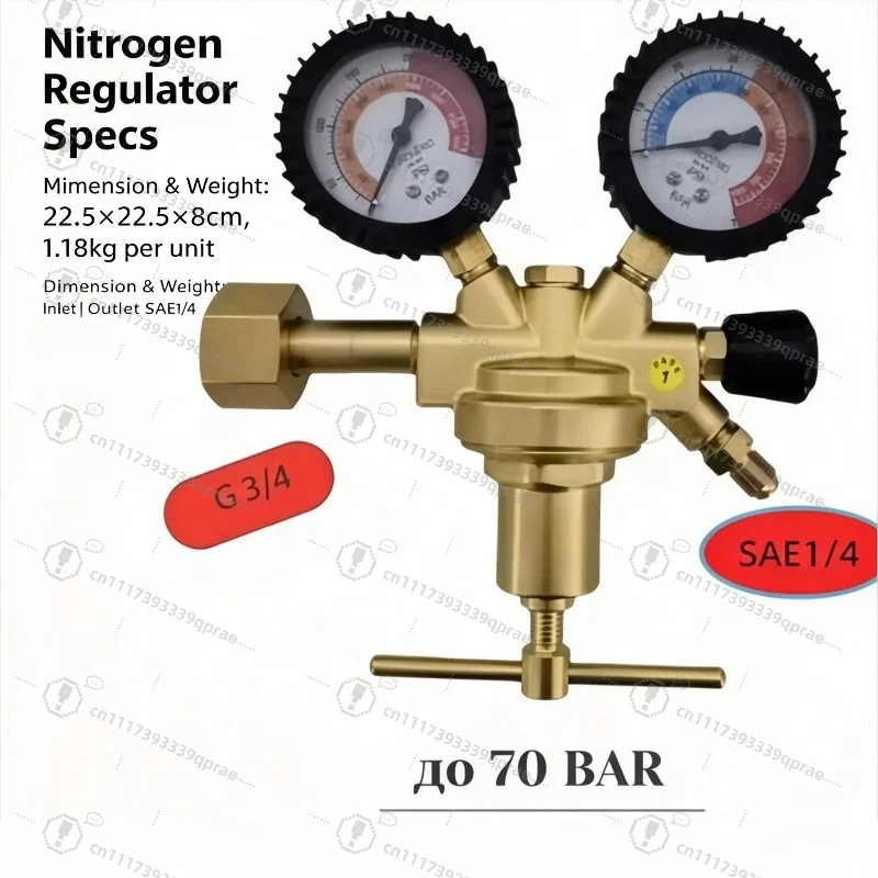 European Style High Pressure Nitrogen Pressure Reducer G3/4 CGA580 Safe Outlet Pressure 70Bar for Air Conditioner Fluorinated