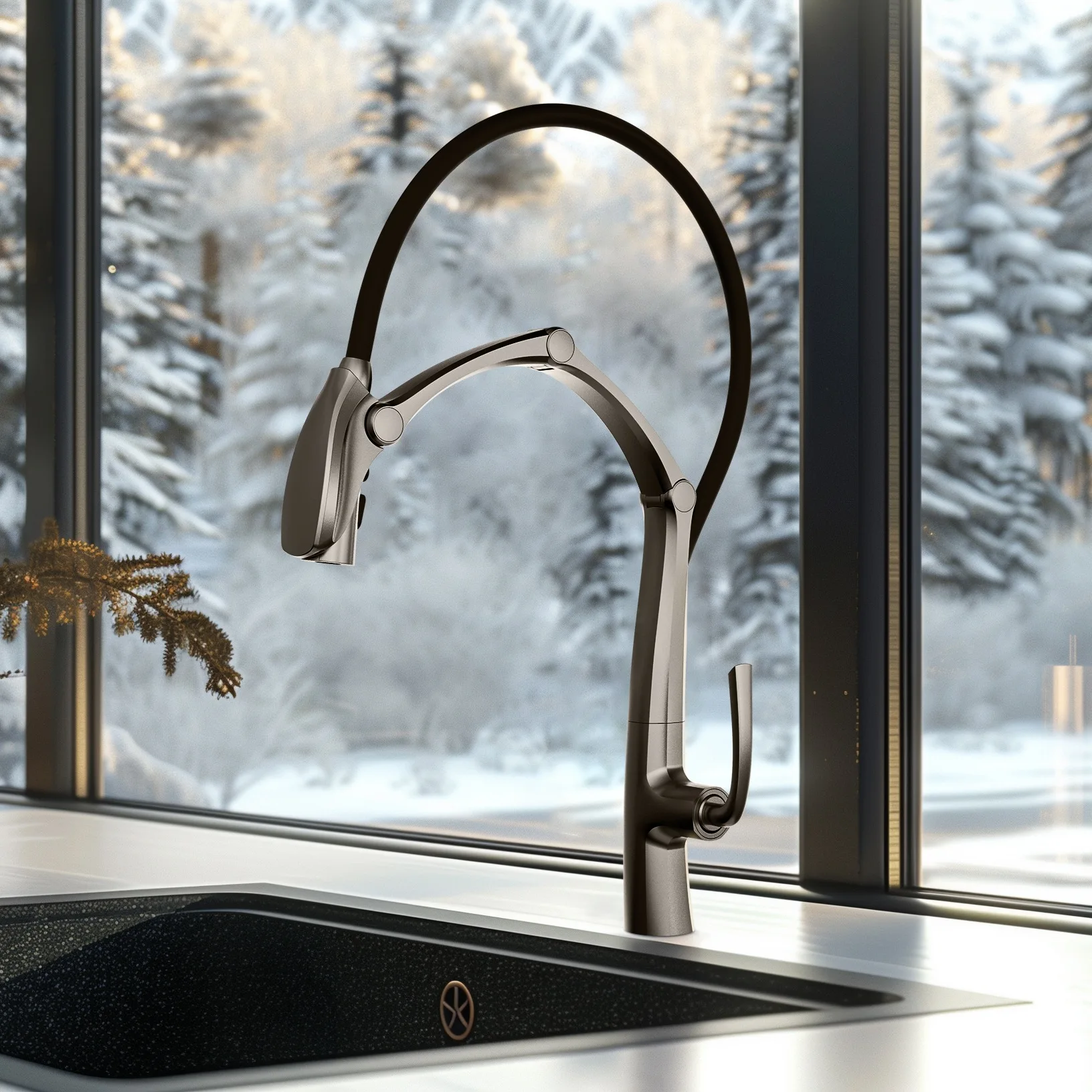

Kitchen digital touch sensing hot and cold faucet, silicone magnetic mechanical stretching faucet