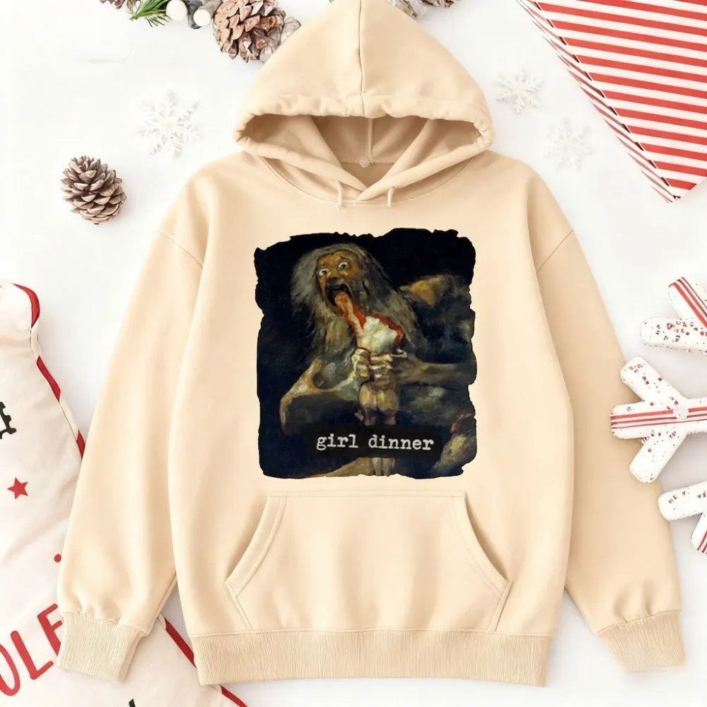 Mädchen Abendessen Goya Malerei Hoodie Saturn Devouring Kunstgeschichte Pullover Dark Academia Art Meme Trainingsanzug Spooky Alt Hoodie Geschenk