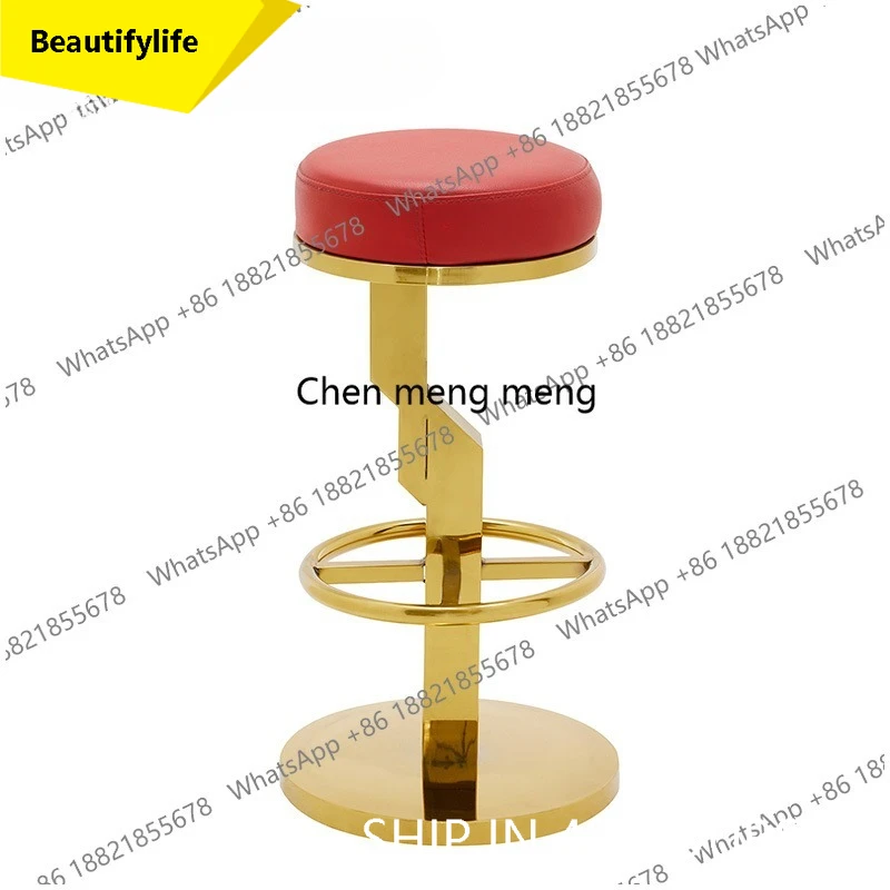 

Bar Chair Light Luxury Household Stainless Steel Bar Stool High Stool Back Bar Chair Modern Minimalist Island Chair