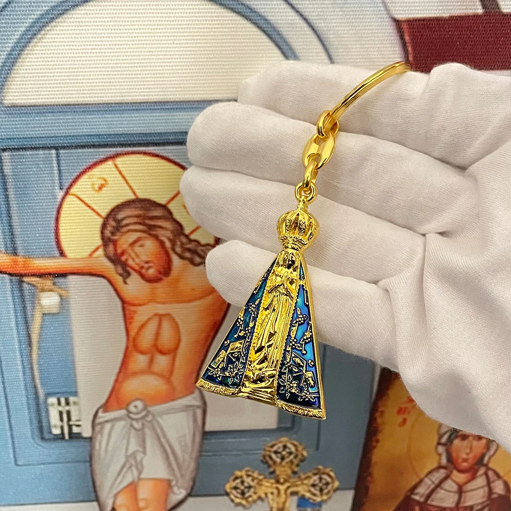 HTISOK Keychain Orthodox  Pendant Keyring Orthodox Catholic Talisman Car Ring Keychain Jewelry Catholic Gifts