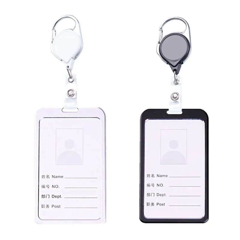 ABS Plastic ID Holders Cover Sleeve Badge Reel Name Badges Clip for Office Staff ID Tag Pass Bus Work Card Holder Case Clip Reel