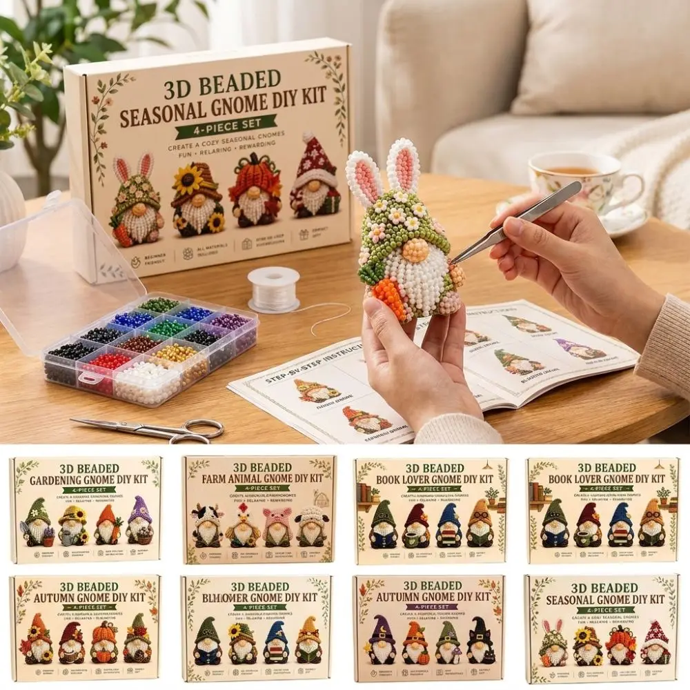 Vibrant Tube Beads 3D Beaded DIY Craft Kit Educational Gnome Bead Making Supply Dragon Colorful Handmade Bead Art Set