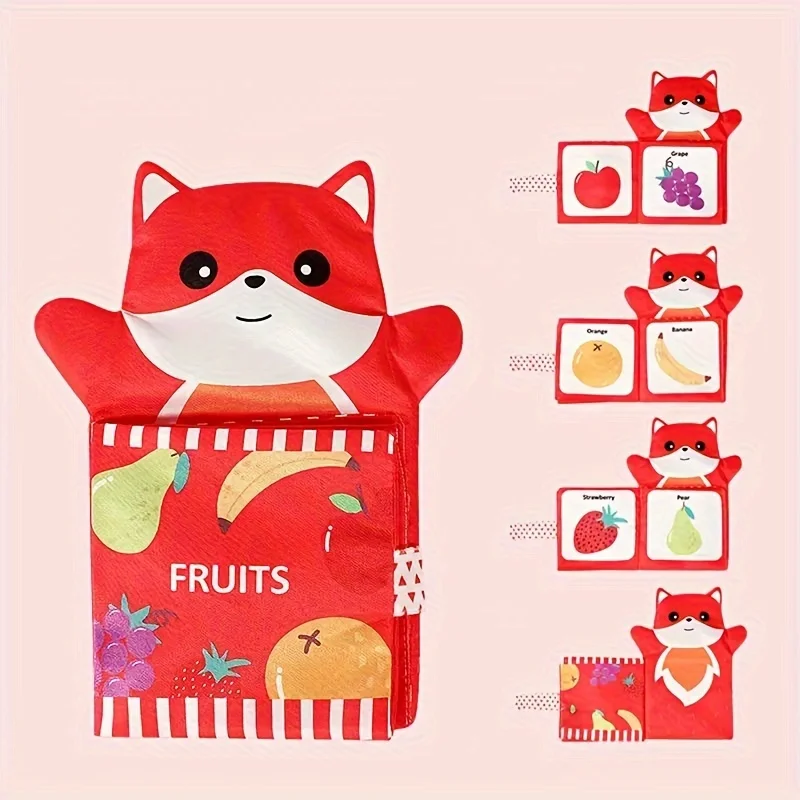 2 in 1 Tear-proof Animal Hand Puppet Cloth Book Toys, Parent-child Fun Interactive Book, Baby Early Education Educational Toys