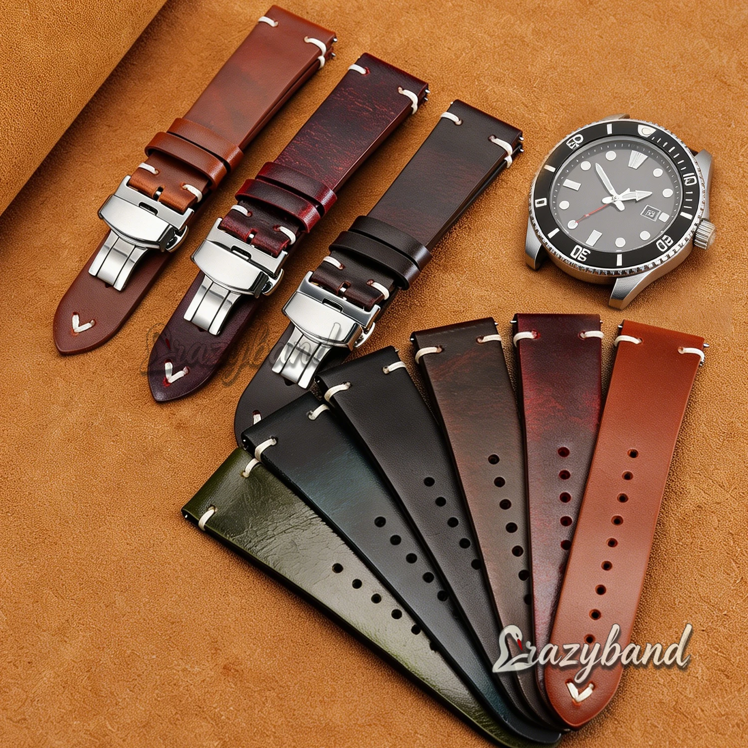 Correa de Reloj de Cuero Genuino Encerado, 18mm 20mm 22mm, para Seiko, Casio, Wolbrook, Correa Universal para Hombre y Mujer, Color Marrón