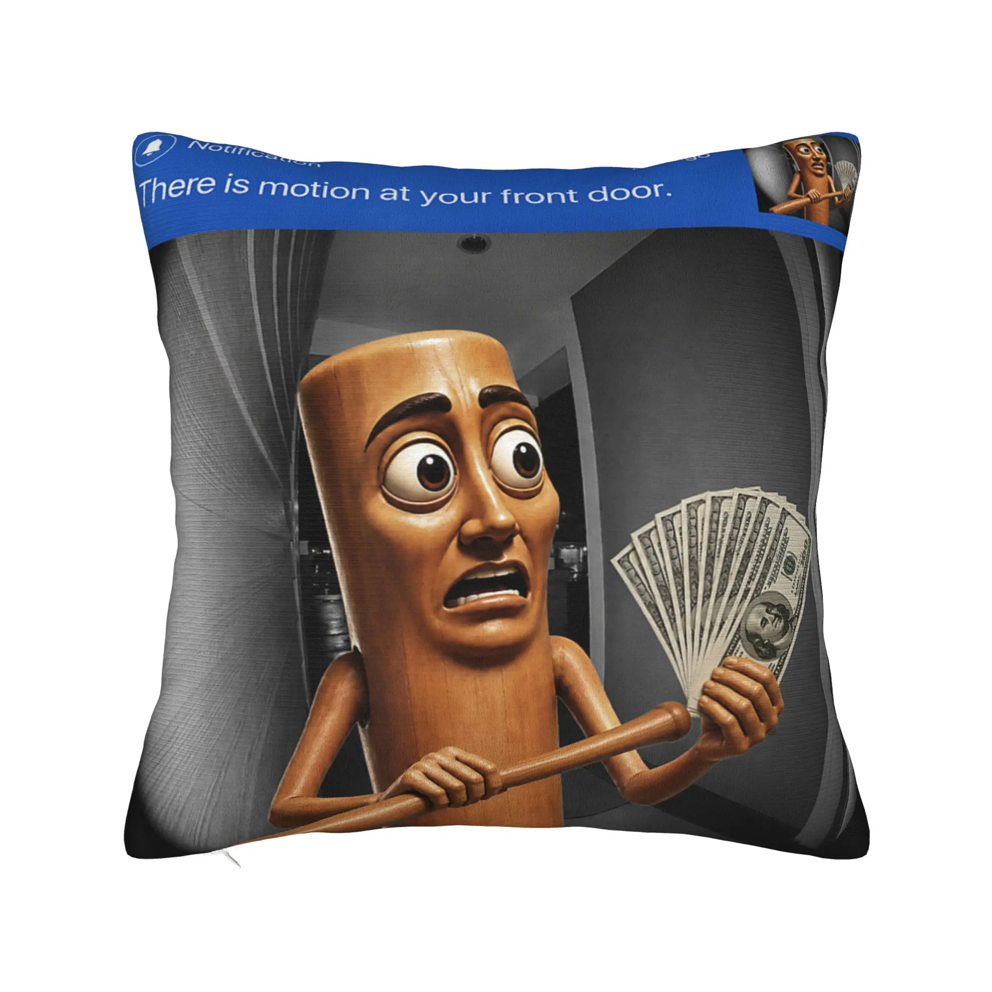 There is Motion At Your Front Door Tung Sahur Meme Pillow Case  Comfy Pillow Cover Funny Pillowcases For Living Room Bed Chair