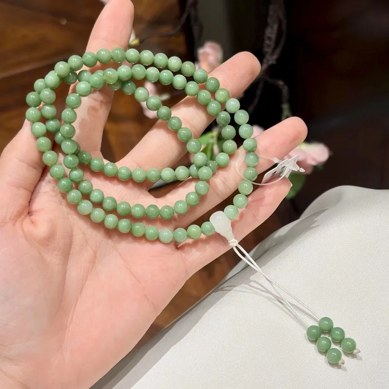 - Multi- , - Three-Loop Bracelet, Grass Jade-Like Blue-Green With Ca