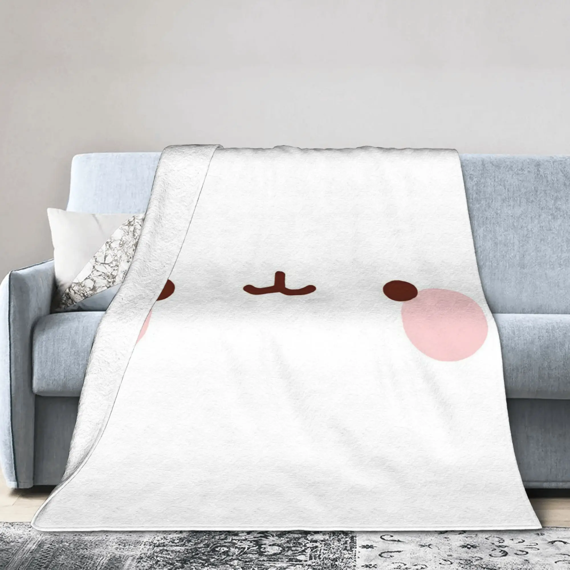 Molangs Pius Rabbit Cartoon Blankets Flannel Summer Air Conditioning  Breathable Throw Blankets for Bed Couch Bedspreads