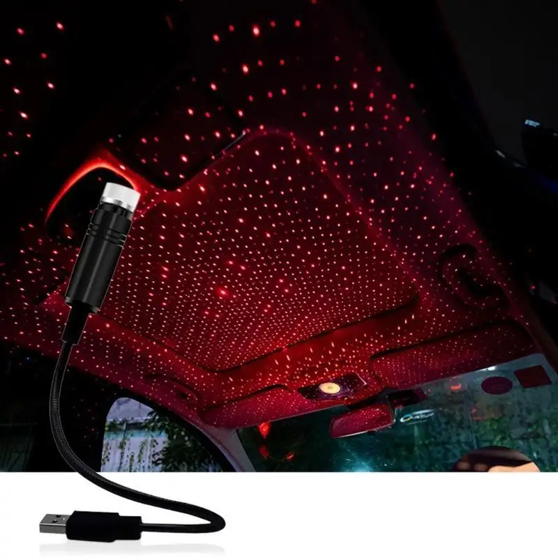 

02DE USB LED Roof Starry for Sky Light for Cars and Home Decoration Projector Adjustable Night Light Ambient Lamp