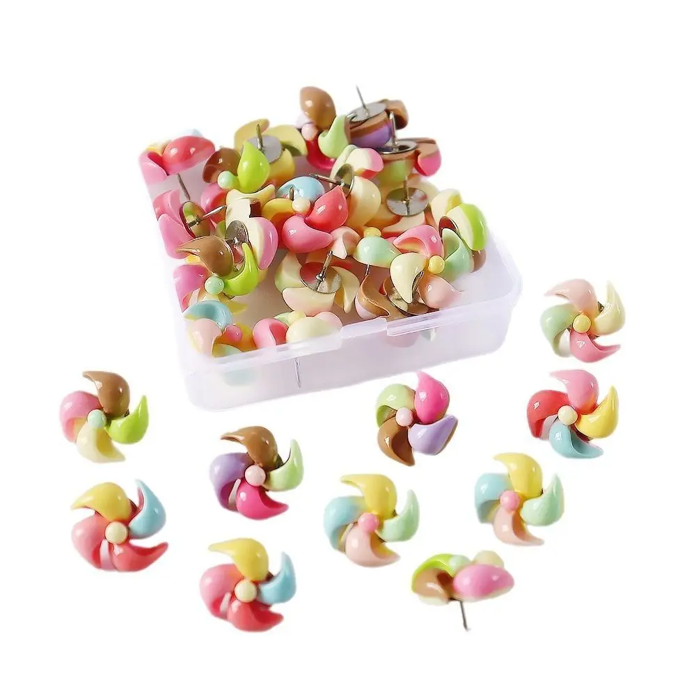 10/20/30 قطعة دبابيس ضغط على شكل طاحونة إبداعية يمكنك صنعها بنفسك لوحة قابلة لإعادة الاستخدام دبوس دفع لطيف ثلاثية الأبعاد لطاحونة هوائية ملونة دبابيس ضغط صور جدار ديكور