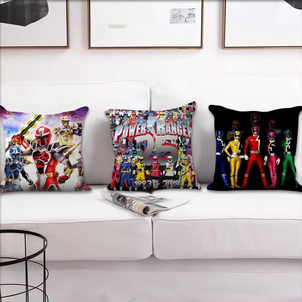 Cartoon P-Power R-Rangers cushion cover Accessories Square Cushion Room Bedroom Headboard Sofa Living Backrest Car Nap Time