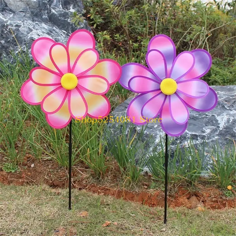 AXYC Eye Catching Windmill Pinwheels with Stakes for Picnics Kids Parties Decorations