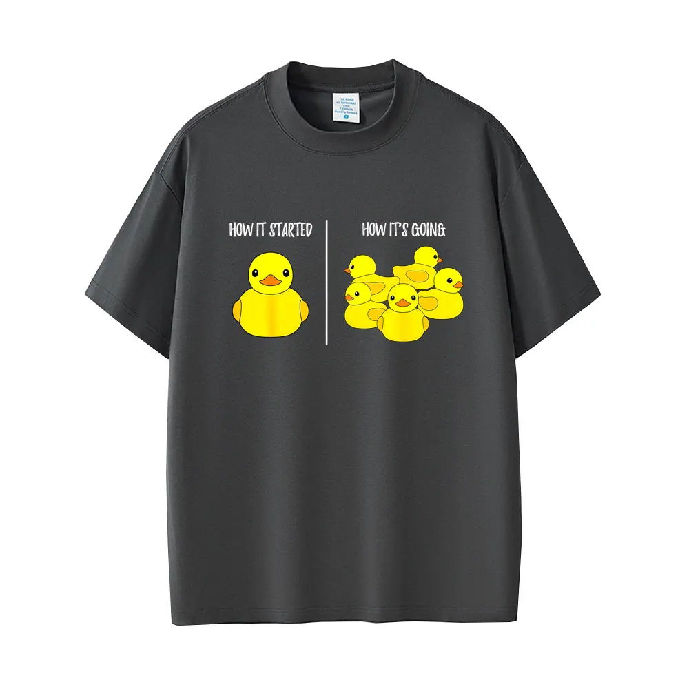 Rubber Duck Funny Meme T-shirt How It Started How It's Going T-shirts Men Women Casual Humor T Shirts Men's Oversized Tee Shirt