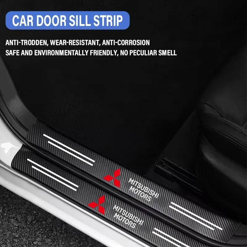 عتبة السيارة قطاع ألياف الكربون ملصق عتبة باب السيارة حامي اكسسوارات لميتسوبيشي ASX لانسر EVO باجيرو أوتلاندر L200 #5