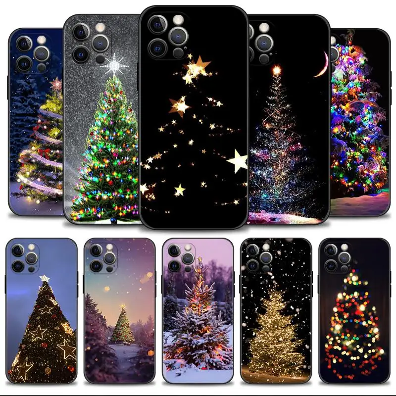 Bright At Night Christmas Tree Phone Case For Apple iPhone 15 11 14 13 12 Pro Max 13 12 Mini XR X XS 7 8 Silicone Cover