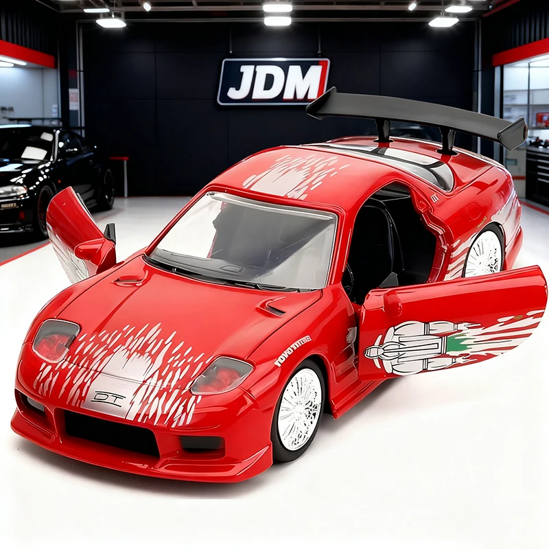 

JADA 1:32 Doms Mazda RX7 легкосплавный автомобиль, литье под давлением и игрушечный транспорт, модель автомобиля, миниатюрная масштабная модель автомобиля для детей