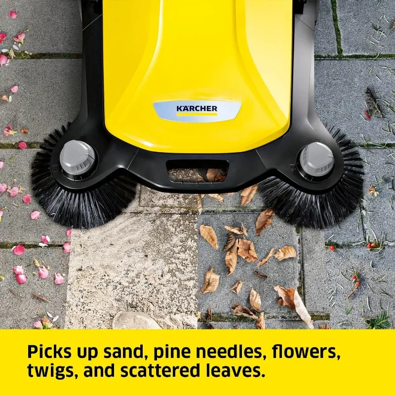 Karcher-S6 Twin Walk-Behind Outdoor Hand Push Floor Sweeper, capacité de 10 gallons, largeur de balayage de 33.9 po