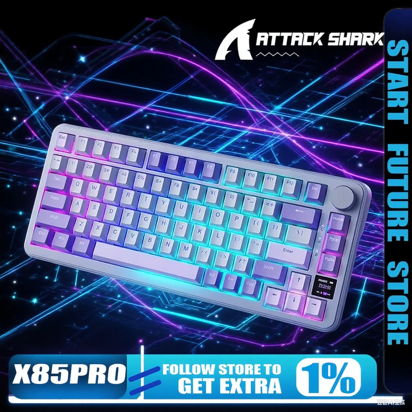 

Attack Shark X85PRO Tri Mode Mechanical Keyboard Wireless Bluetooth Hot Swappable RGB Gaming PC Gamer Accessories Custom Gifts