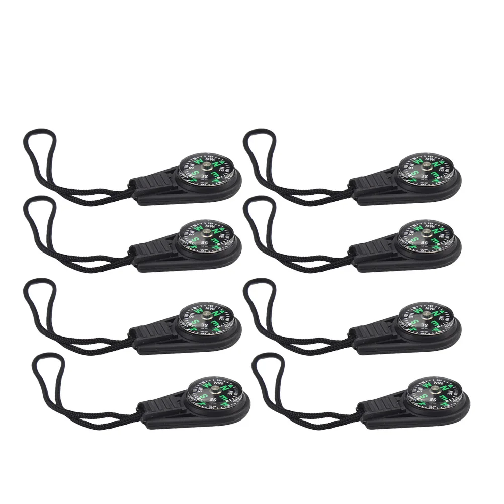 

8pcs Mini Compass Keychain with Lanyard Survival Hanging Sturdy Portable Durable Decorative Gift for Keys Bag Clear Letter