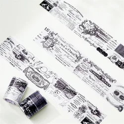 6cmx5M WT Washi Decorative Stickers Wide PET Washi Tapes Journaling Scrapbook Adhesive Sticker Letter Black Style