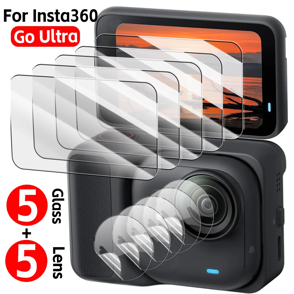 10in1 for Insta360 Go Ultra Screen&Camera Lens Protector Tempered Glass TPU Hydrogel Film for Insta 360 Go Ultra Film Accessory